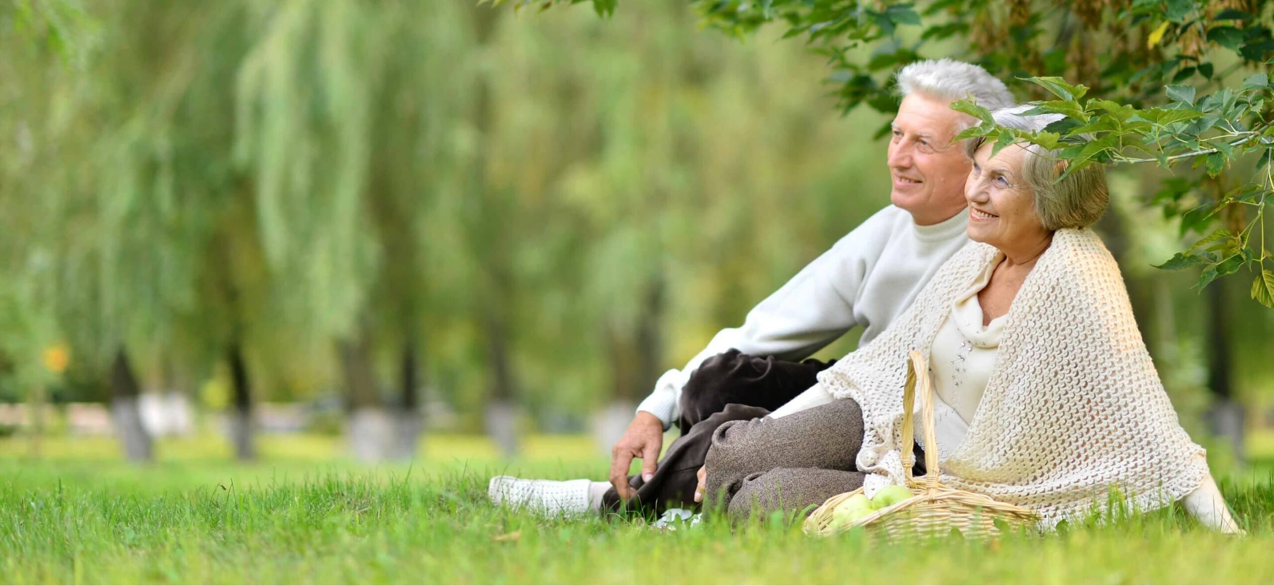 Two senior independent living residents enjoy outdoor activities